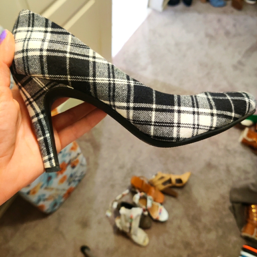 Black plastic heels